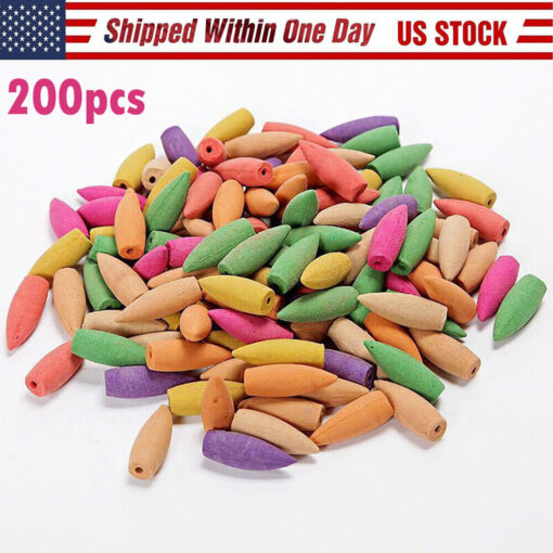 200pcs big&small Backflow Incense Burner Cones Flower Flavor Smoke Bullet Cone