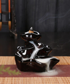 Ceramic Backflow Incense Burner base Waterfall & 10pcs sandalwood Cones incense