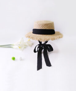 Womens Wide Brim Sun Hat with black Wind Lanyard UPF Summer Straw Sun Hats