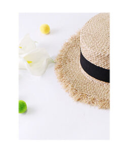 Womens Wide Brim Sun Hat with black Wind Lanyard UPF Summer Straw Sun Hats