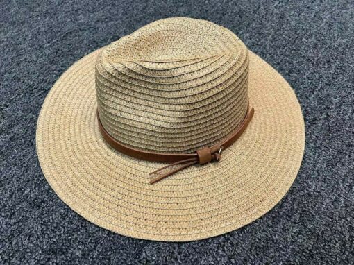 Beach Hat Womens Summer Straw Sun Hat Panama Hat, Ivory and Tan Color US