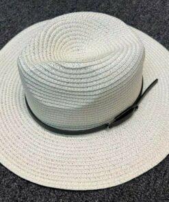 Beach Hat Womens Summer Straw Sun Hat Panama Hat, Ivory and Tan Color US