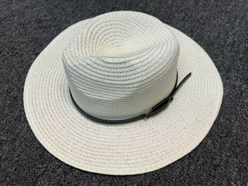 Beach Hat Womens Summer Straw Sun Hat Panama Hat, Ivory and Tan Color US