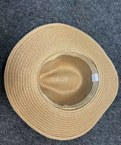 Beach Hat Womens Summer Straw Sun Hat Panama Hat, Ivory and Tan Color US