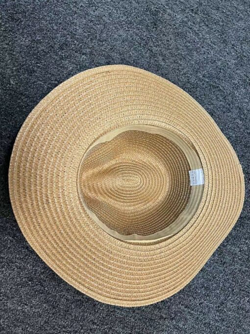 Beach Hat Womens Summer Straw Sun Hat Panama Hat, Ivory and Tan Color US