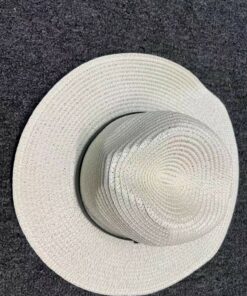 Beach Hat Womens Summer Straw Sun Hat Panama Hat, Ivory and Tan Color US