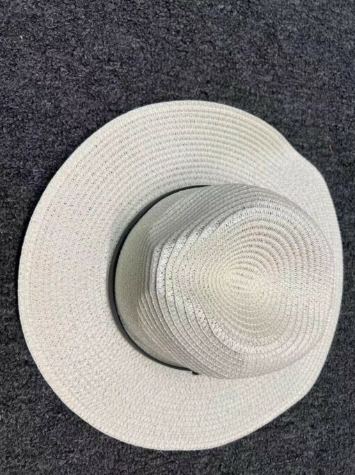 Beach Hat Womens Summer Straw Sun Hat Panama Hat, Ivory and Tan Color US