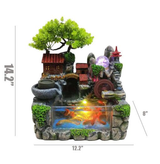 LED Rockery Fountain Waterfall Fengshui Desktop Atomizing Humidifier Indoor Desk