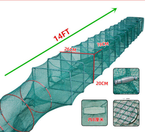 14FT Foldable crawfish trap fish shirmp Trap Crab Net Cast Dip Cage heavy duty