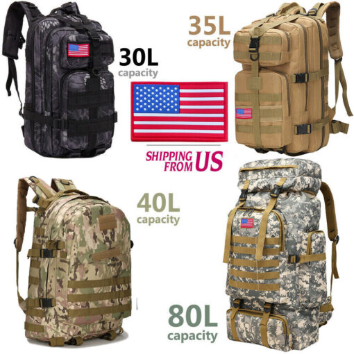 30L/40L/80L Military Outdoor Tactical Shoulder Backpack Camping Hiking Bag