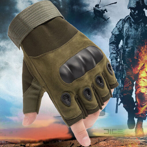 Tactical Army Military Motorcycle Hunt Hard Knuckle Half Finger Gloves M SIZE