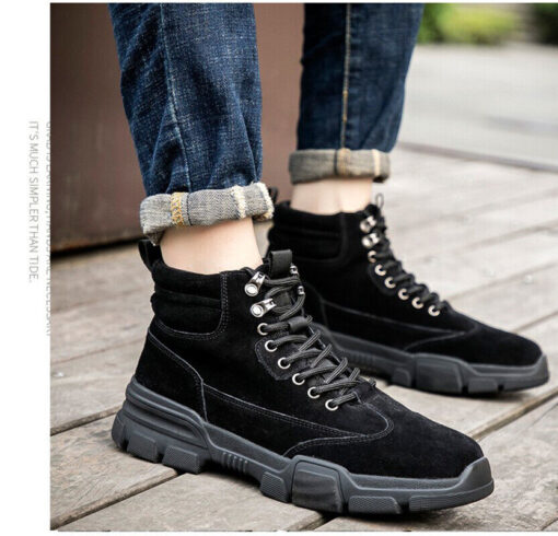 HANHAN Work Boots Steel Toe Cap Mens Safety Shoes Breathable leather Sneakers