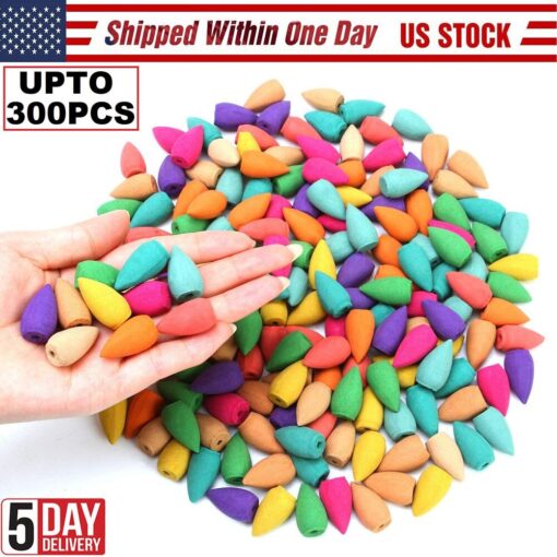 300 Pcs Incense Cones Smoke Cones Bullet Buddhism Backflow Tower Burner Holder