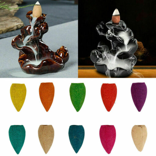 300 Pcs Incense Cones Smoke Cones Bullet Buddhism Backflow Tower Burner Holder