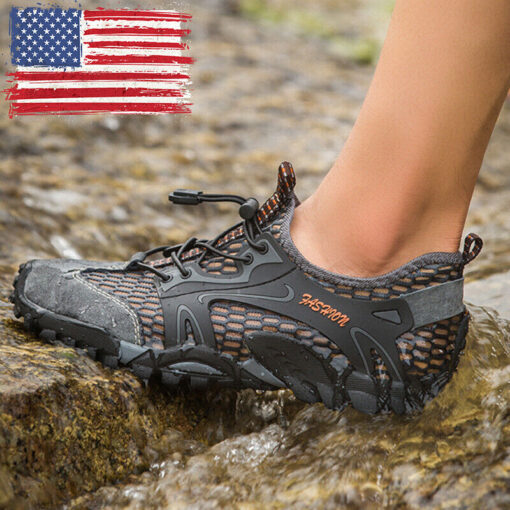 HANHAN Mens Quick Dry Water Shoes Outdoor Trekking Non-slip Wading Sneakers