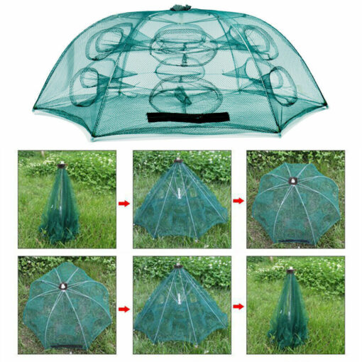 USA Fishing Bait Trap Crab Net Crawdad Shrimp Cast Dip Cage Fish Minow Foldable