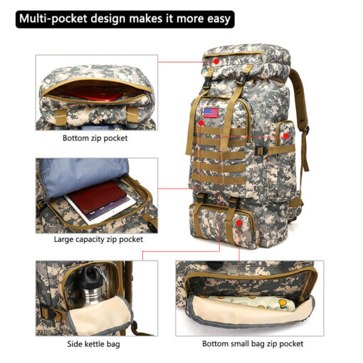 30L/40L/80L Military Outdoor Tactical Shoulder Backpack Camping Hiking Bag