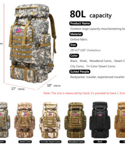 30L/40L/80L Military Outdoor Tactical Shoulder Backpack Camping Hiking Bag