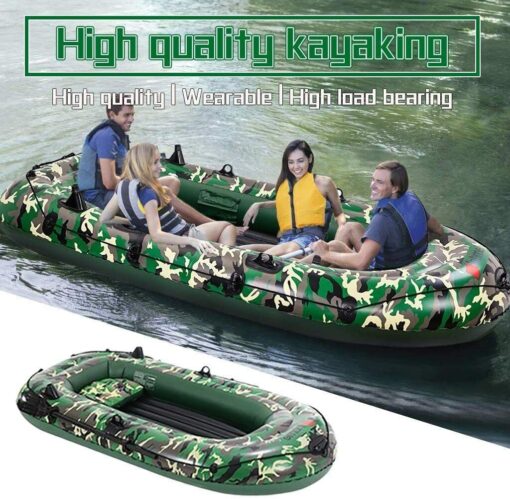 kayaking Inflatable 4Person Floating Boat Raft Set with Oars Air Pump Cruising