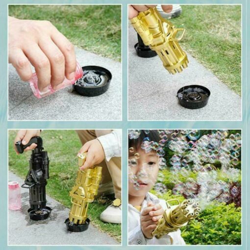 2x Gatling Bubble Machine Bubbler Maker Automatic Bubble Gun Toy For Kid Outdoor