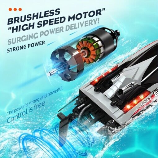 RC High Speed 55km/h Racing Boat, Sealed Waterproof,Can Drag net brushless motor