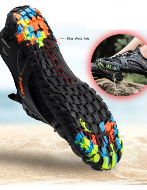 Mens Quick Dry Water Shoes Outdoor hiking Non-slip Wading Sneakers rubber sole