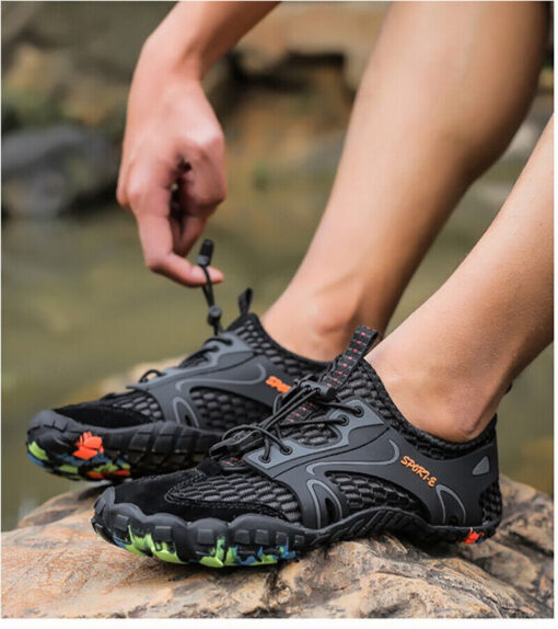 Mens Quick Dry Water Shoes Outdoor hiking Non-slip Wading Sneakers rubber sole